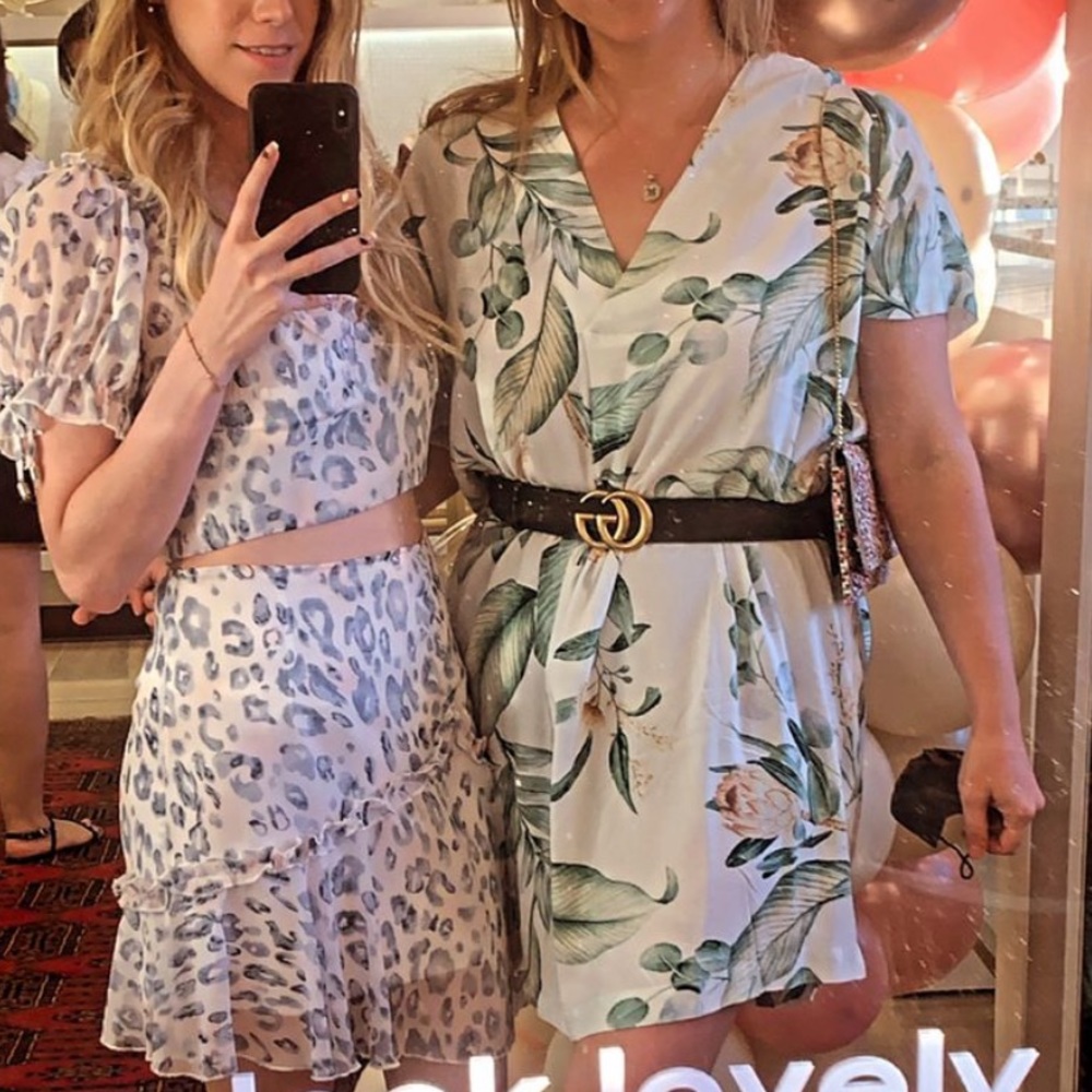 ANNA GLOVER x H&M White and Green Small Dress